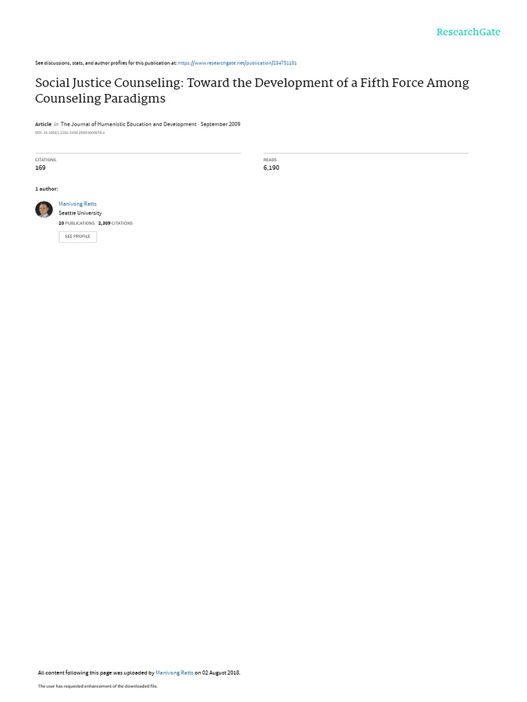 Social Justice Counseling Paradigm Shift | PDF | Psychotherapy | Paradigm
