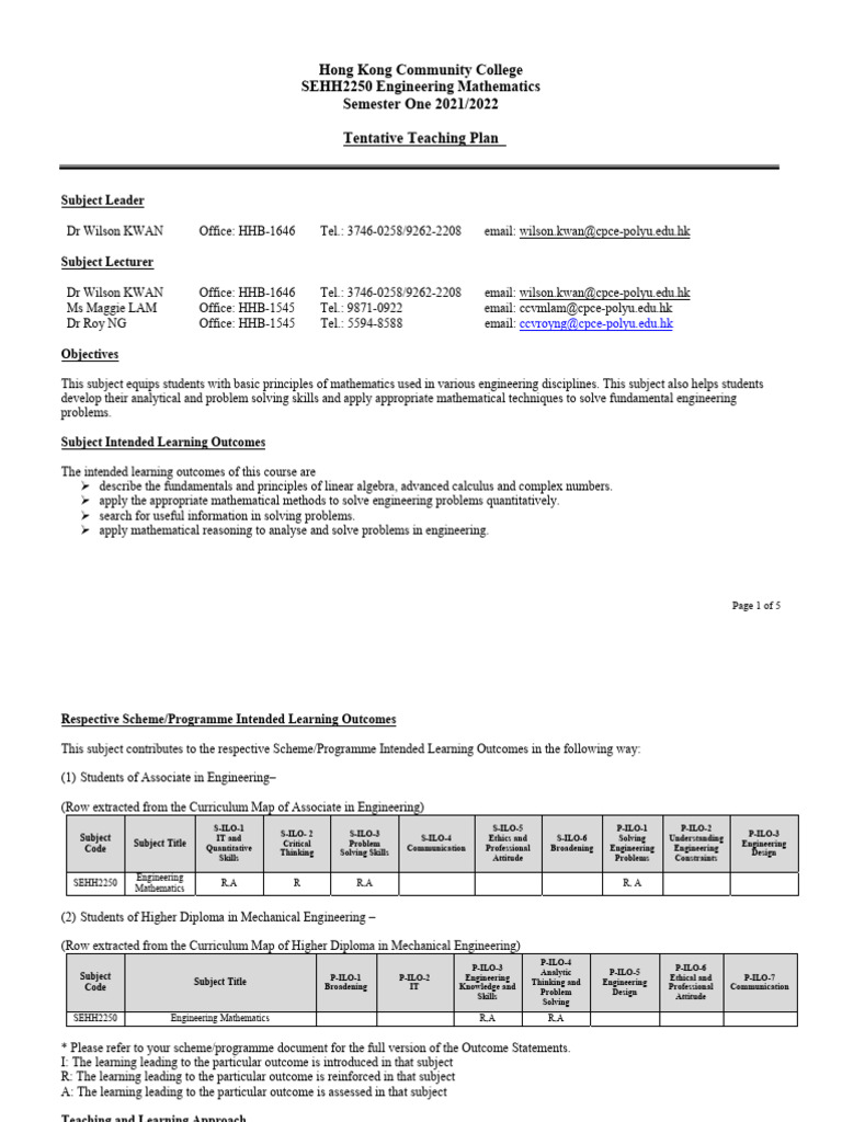 Engineering Math Course Guide | PDF | Mathematical Optimization ...