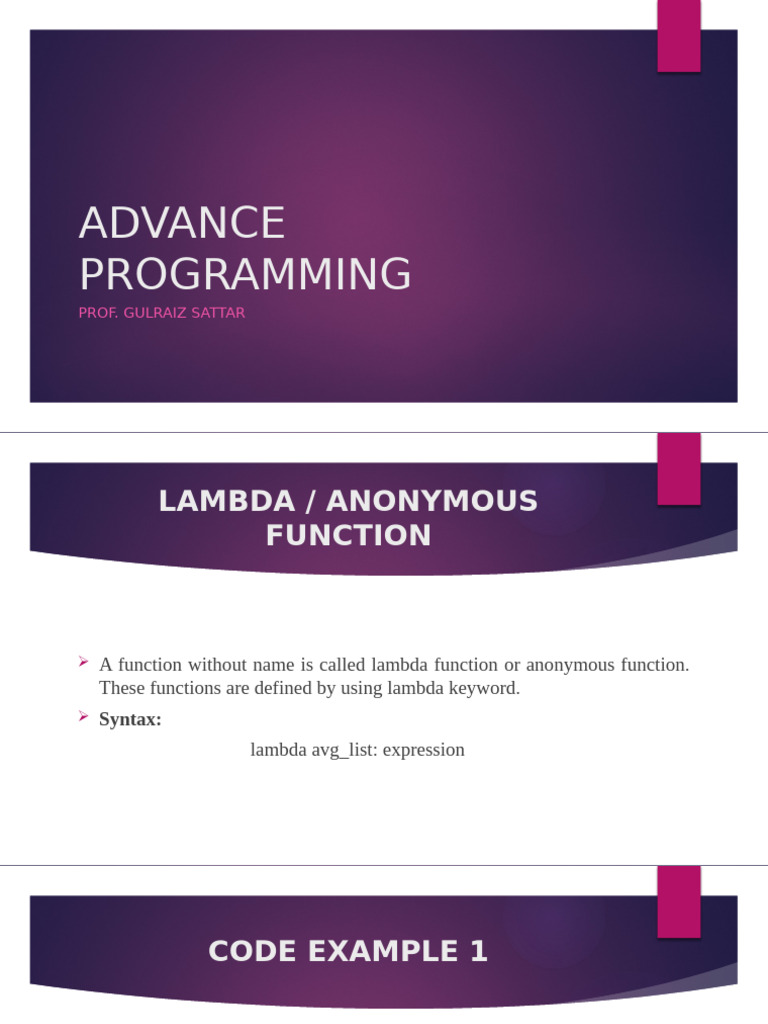 Lambda Functions and Recursion in Python | PDF | Anonymous Function ...