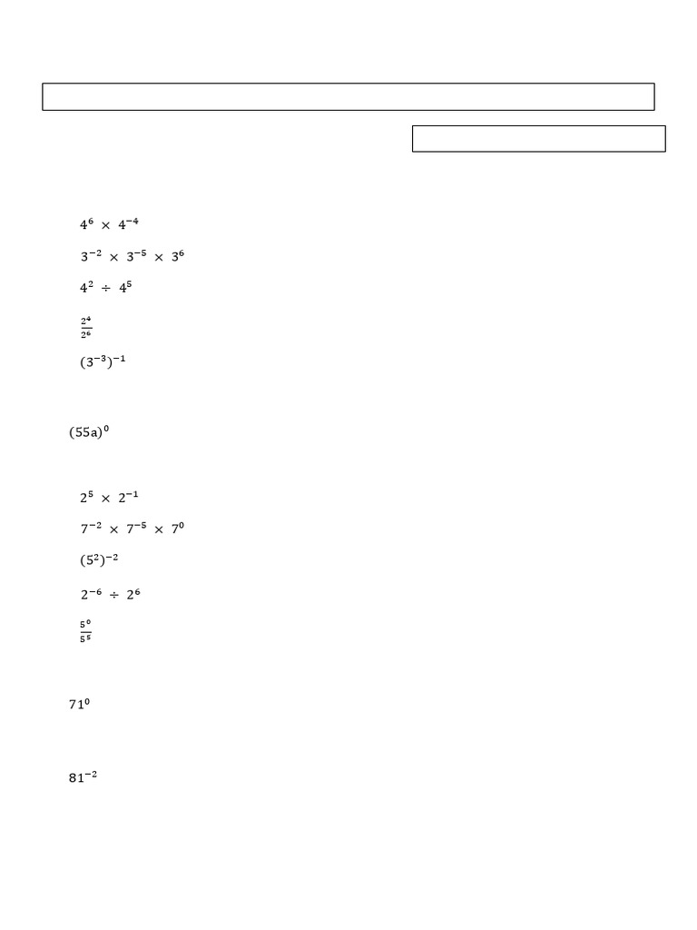 5.3 Indices Worksheet | PDF