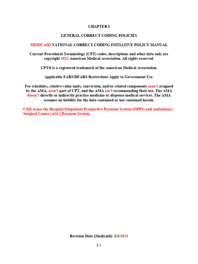 Chapter 1 - General Correct Coding Policies | PDF | Surgery | Catheter