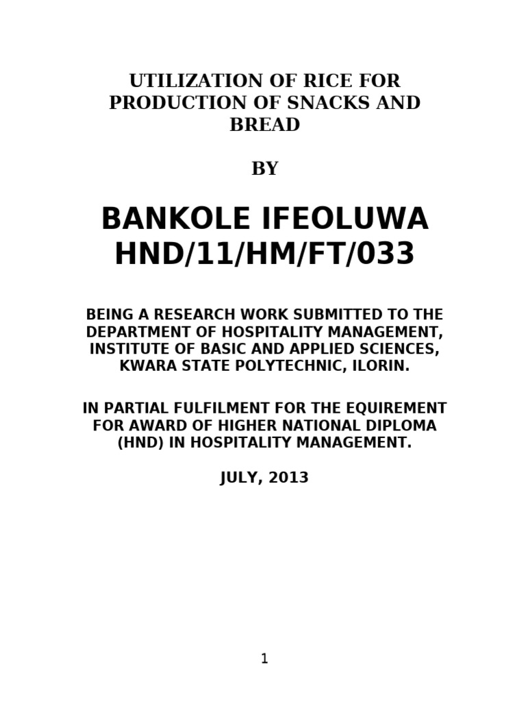 BANKOLE IFEOLUWA. | PDF | Cereals | Rice
