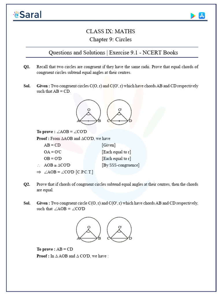 Class Ix Circle Theorems Pdf Rectangle Circle