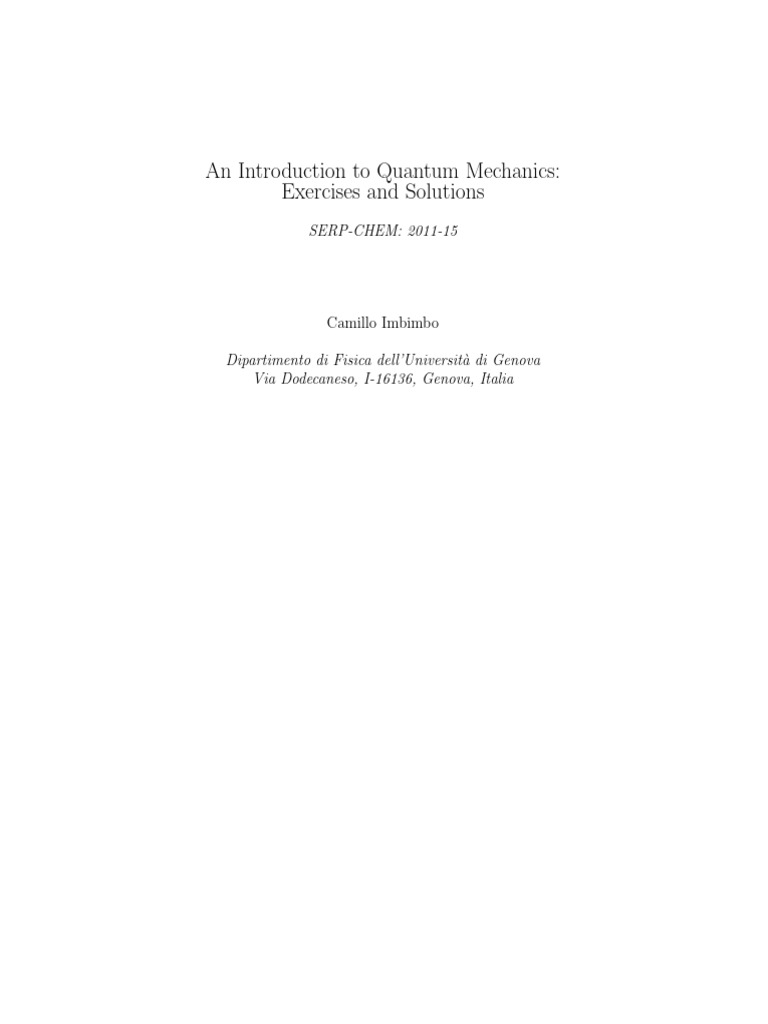 Quantum Mechanics Exercises & Solutions | PDF | Photon | Electron