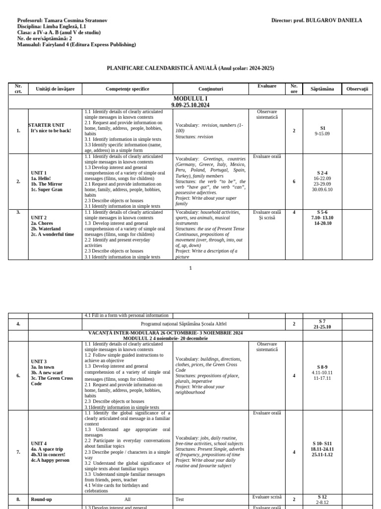 Annual English Curriculum Plan 2024-2025 | PDF | Language Families ...
