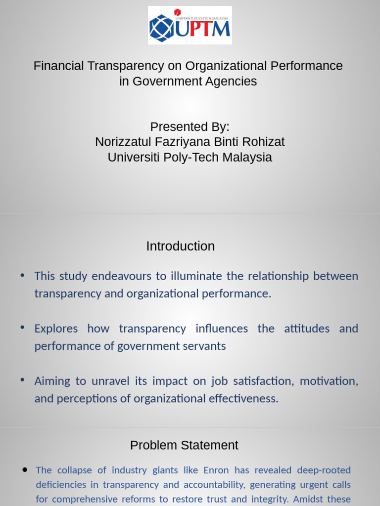 Impact of Financial Transparency on Performance | PDF | Transparency ...