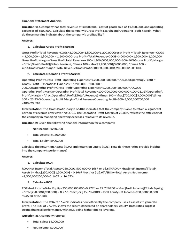 Financial Ratios and Profitability Analysis | PDF | Revenue | Gross Margin