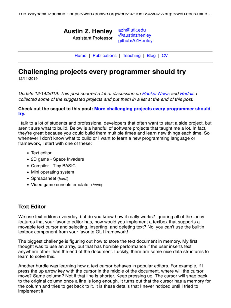 Challenging Programming Projects Guide | PDF | Compiler | Parsing