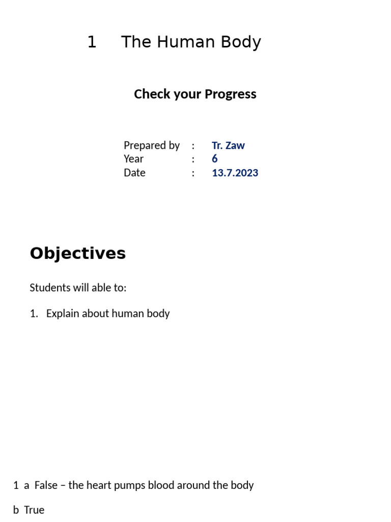 Understanding the Human Body Basics | PDF