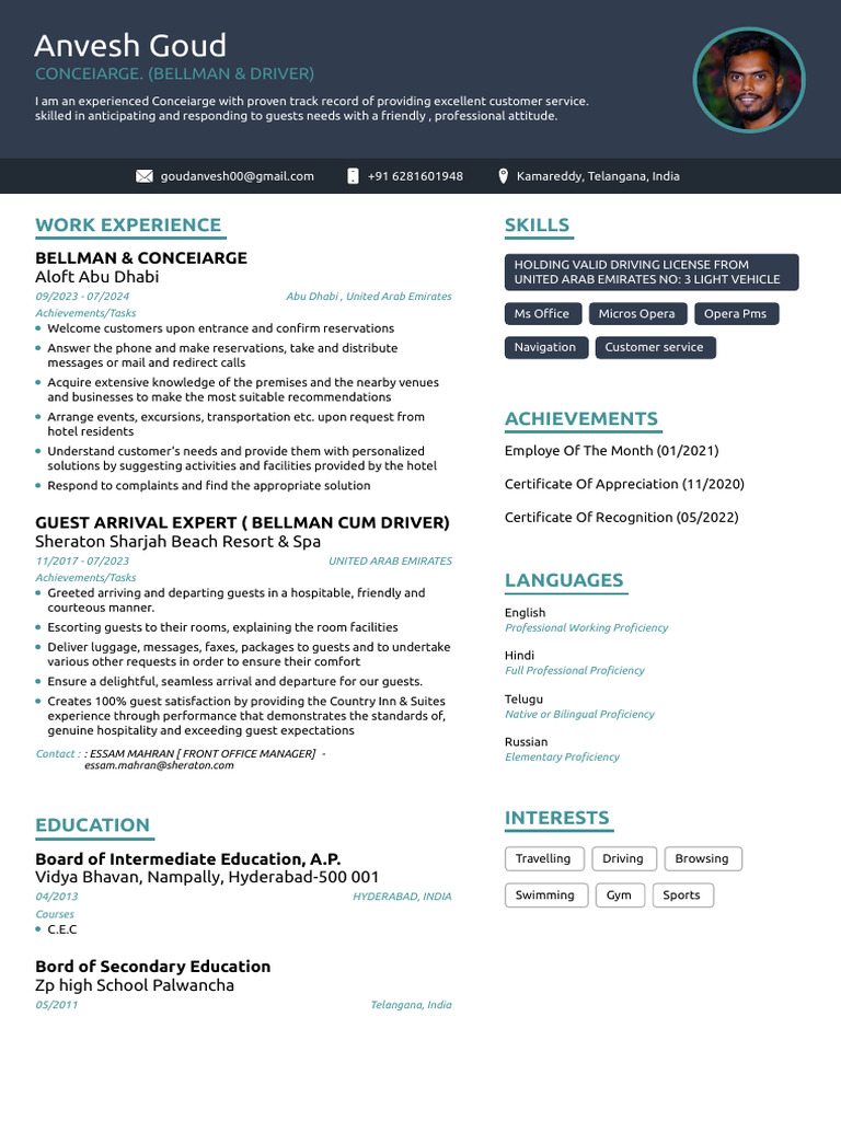 NON MARRIOTT RESUME PDF