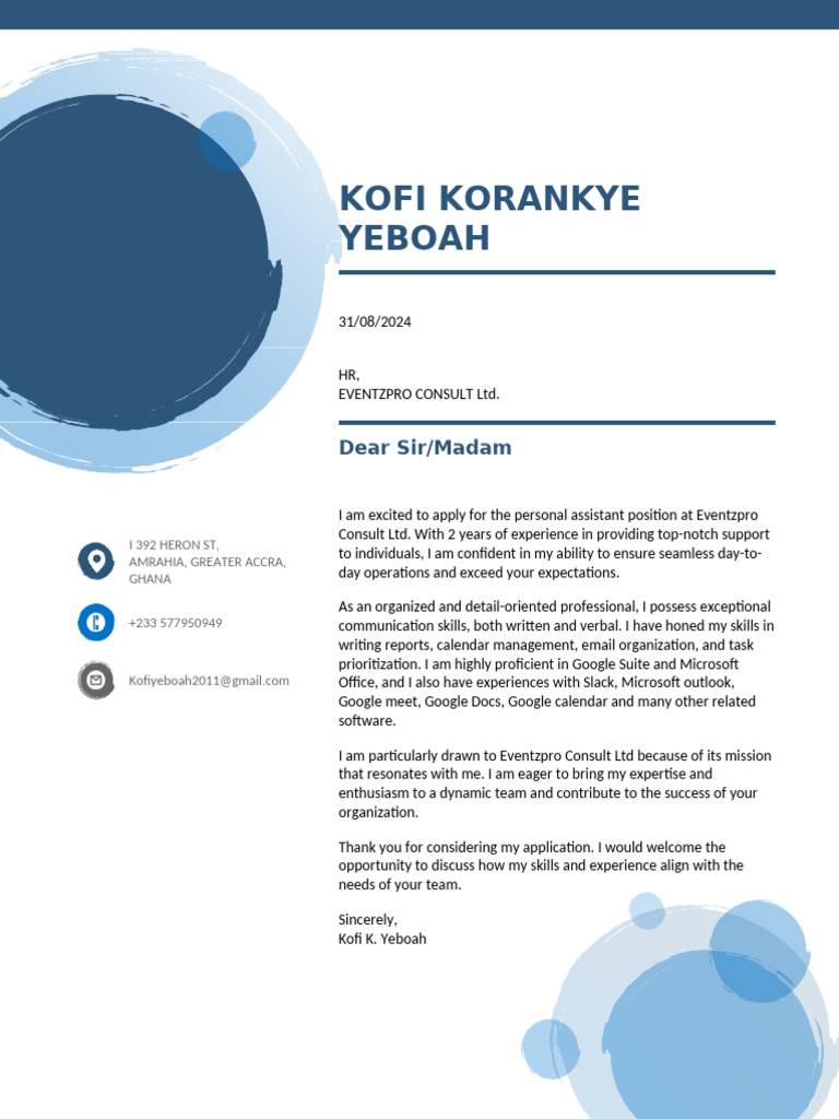 Personal Assistant Application - Kofi Yeboah | PDF