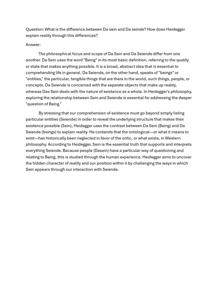 Question 1 Heidegger | PDF
