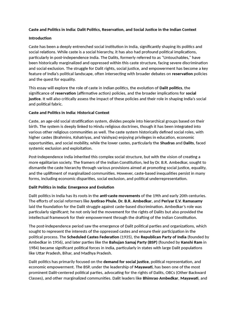 Caste and Politics in India | PDF | Dalit | Caste