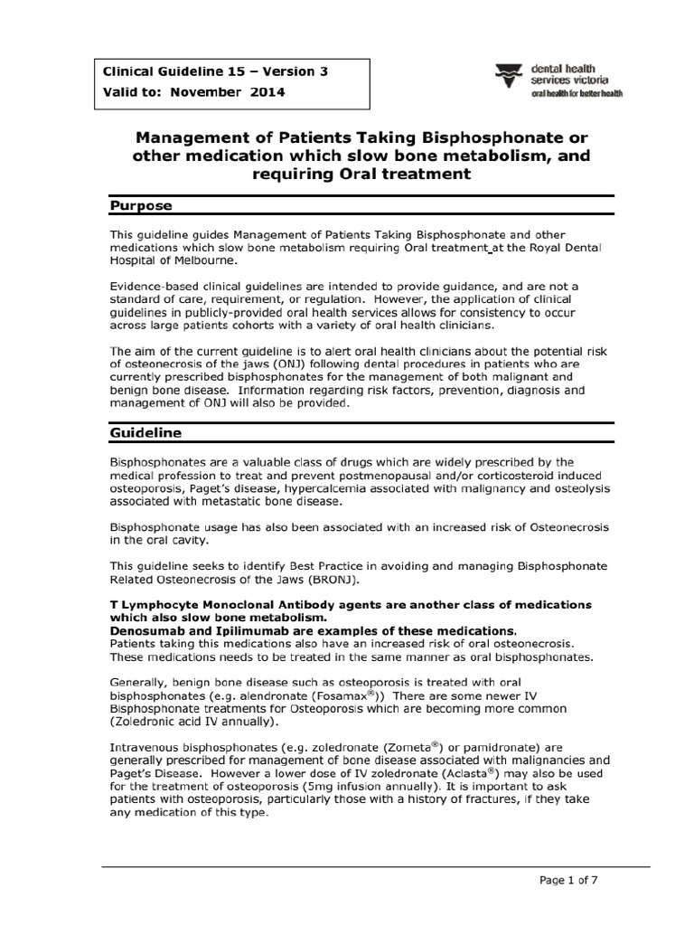 Management of Patients Taking Bisphosphonates | PDF