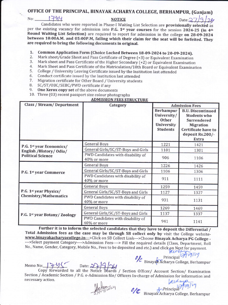 PG 1st Year Admission Waiting List 2024-25 | PDF | Student Assessment ...