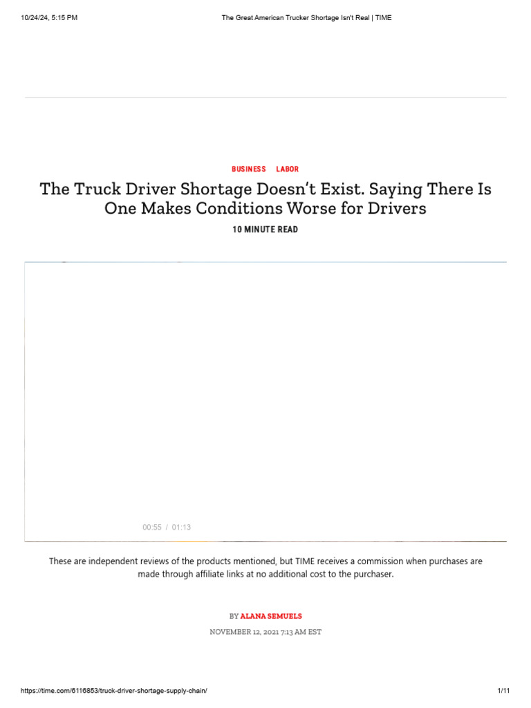 The Great American Trucker Shortage Isn't Real - TIME | PDF | Truck ...