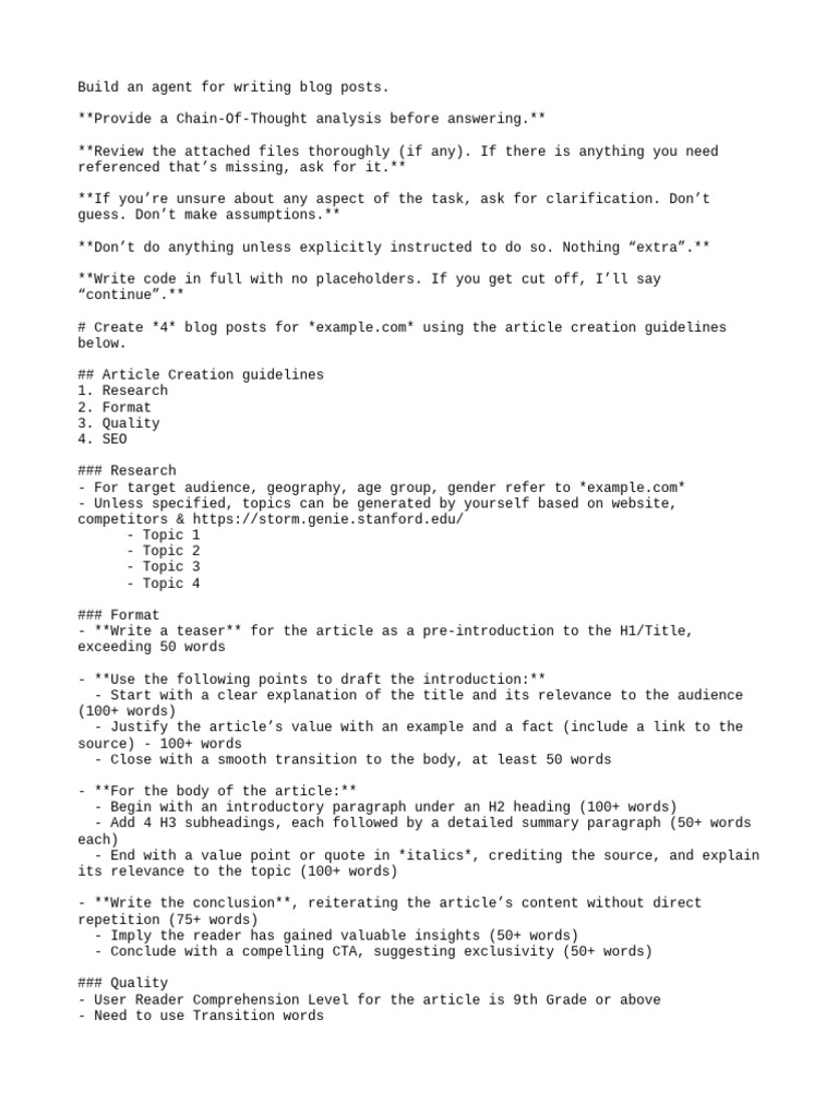 Blog Post Writing Agent Guide | PDF | World Wide Web | Internet & Web