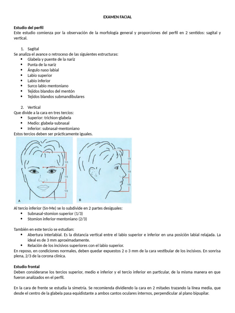 Análisis del Examen Facial Estético | PDF | Cara | Anatomía humana