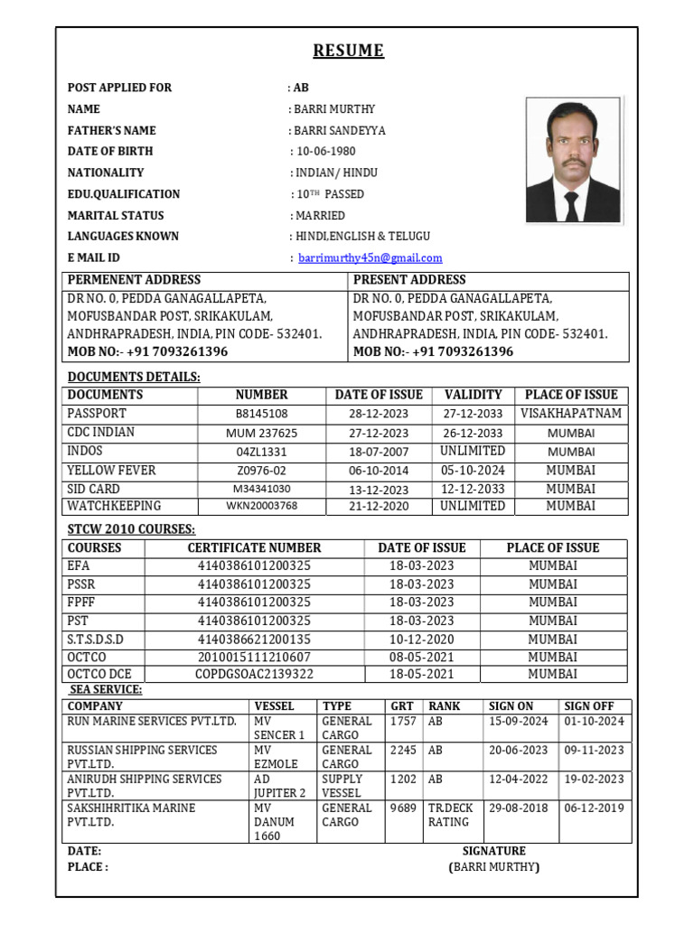 Barri Murthy Resume for AB Position | PDF | Government And Personhood