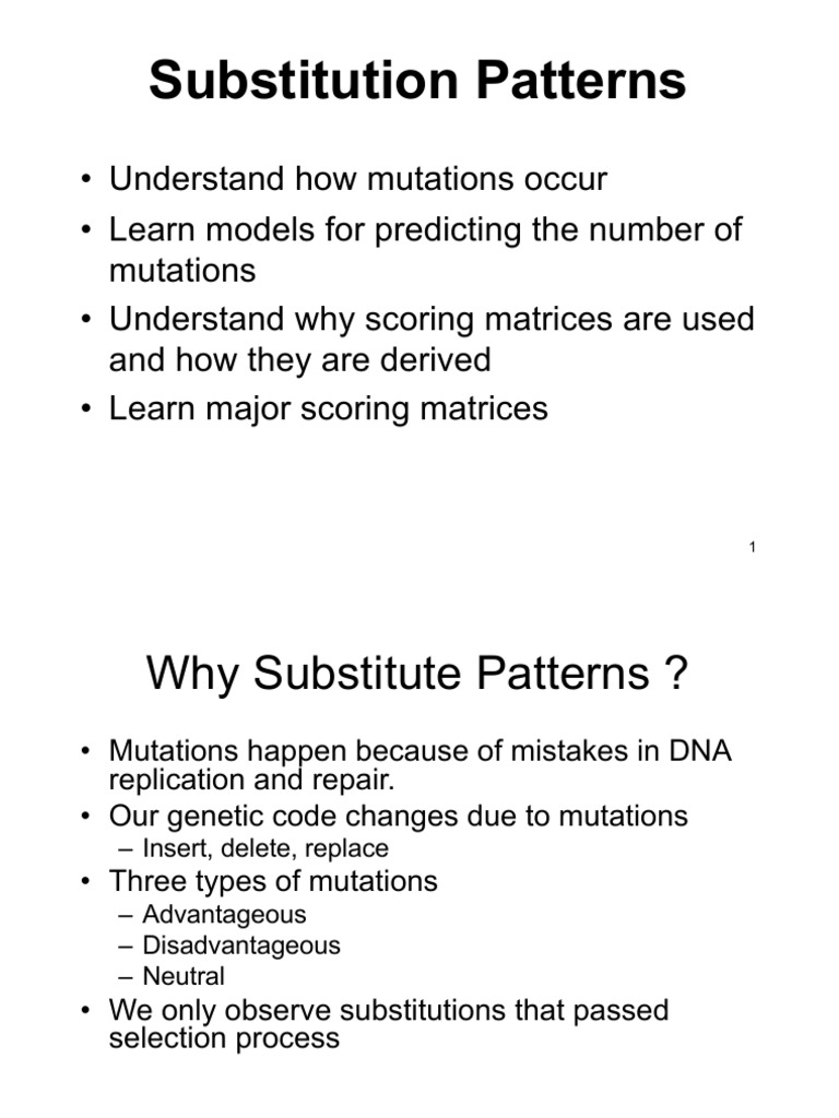 Mutation and Substitution Patterns Analysis | PDF | Biochemistry ...