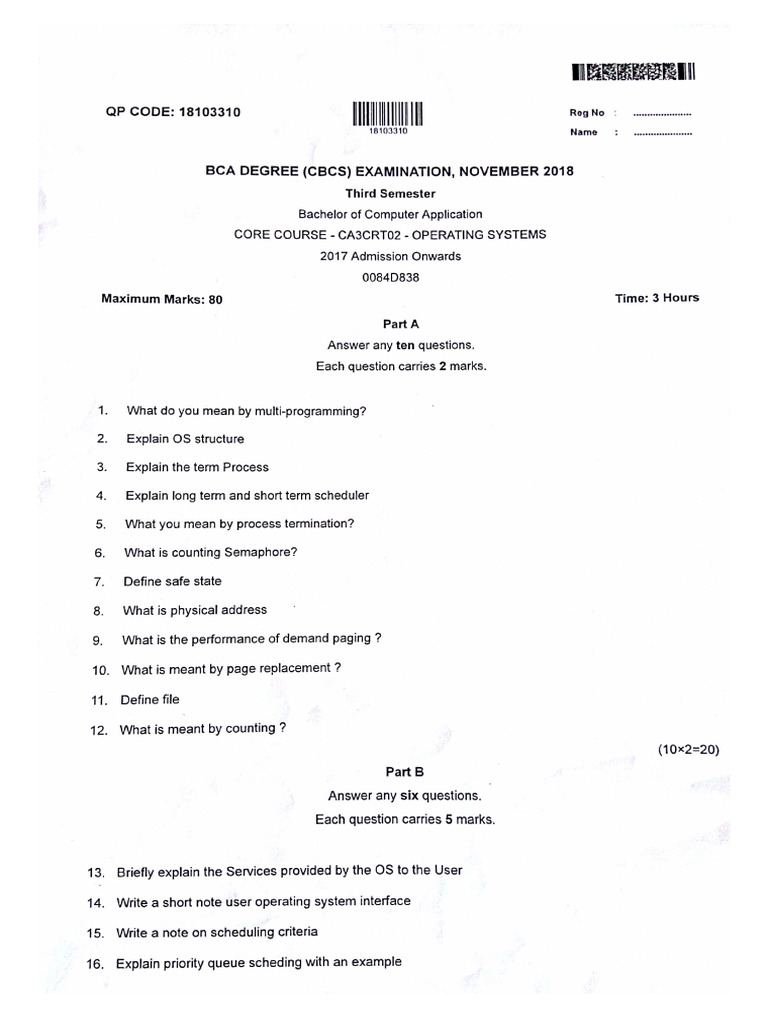 Operating Systems 2018 Pdf