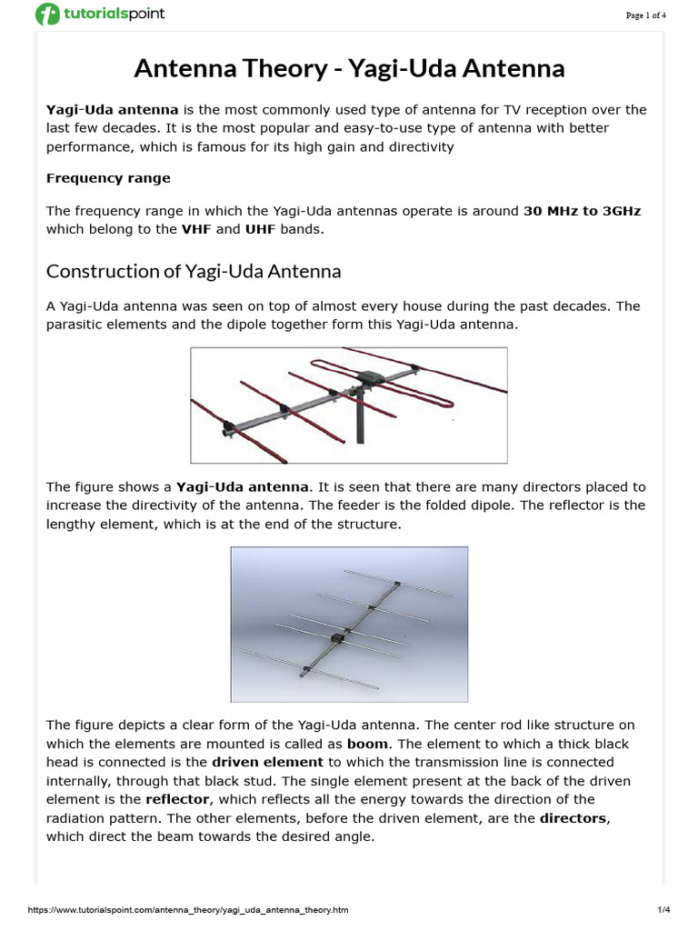 Yagi-Uda Antenna Design and Theory | PDF | Antenna (Radio) | Radio ...