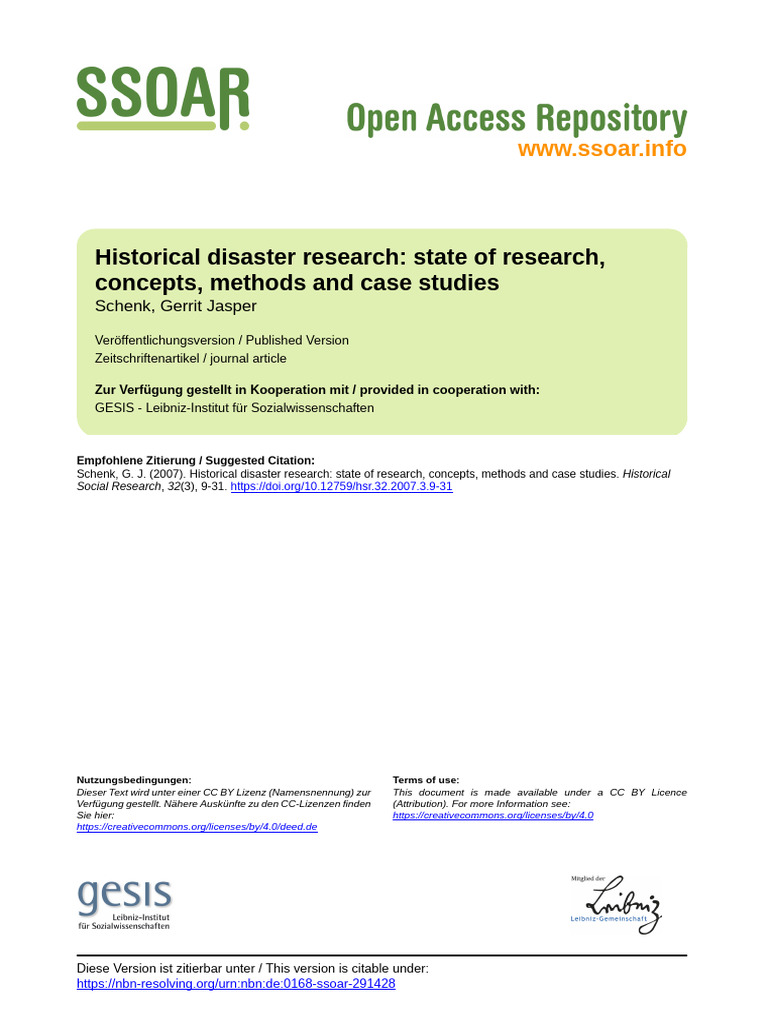 Ssoar-Hsr-2007-No 3 No 121-Schenk-Historical Disaster Research State of ...