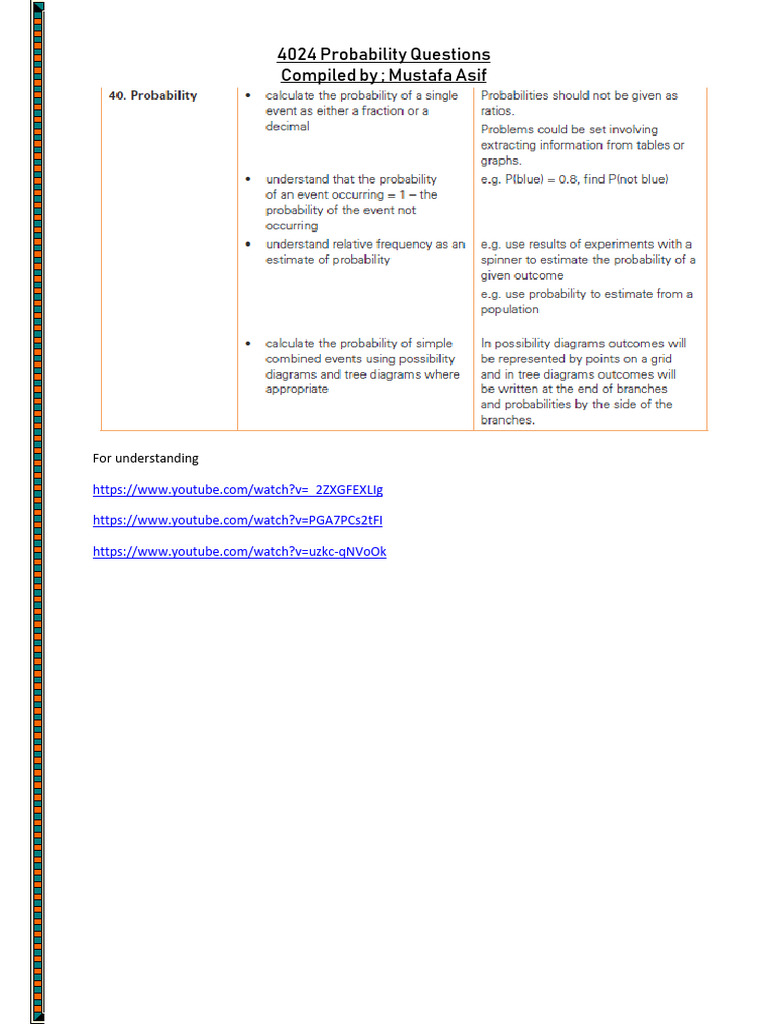 4024 Probability Questions Compilation | PDF
