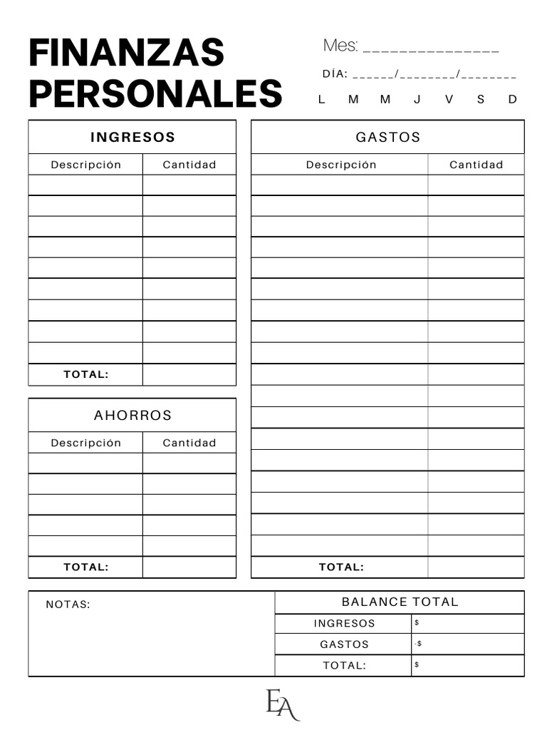 Plantilla de Finanzas Personales | PDF