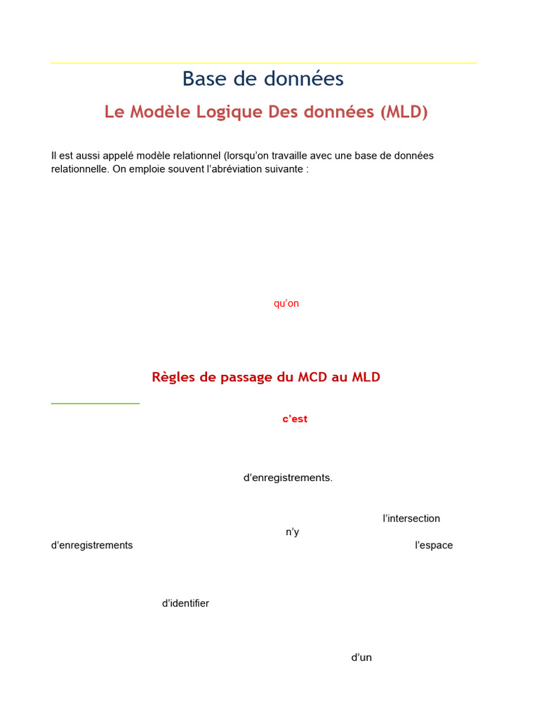 Modèle Logique des Données (MLD) | PDF | Bases de données | Base de ...