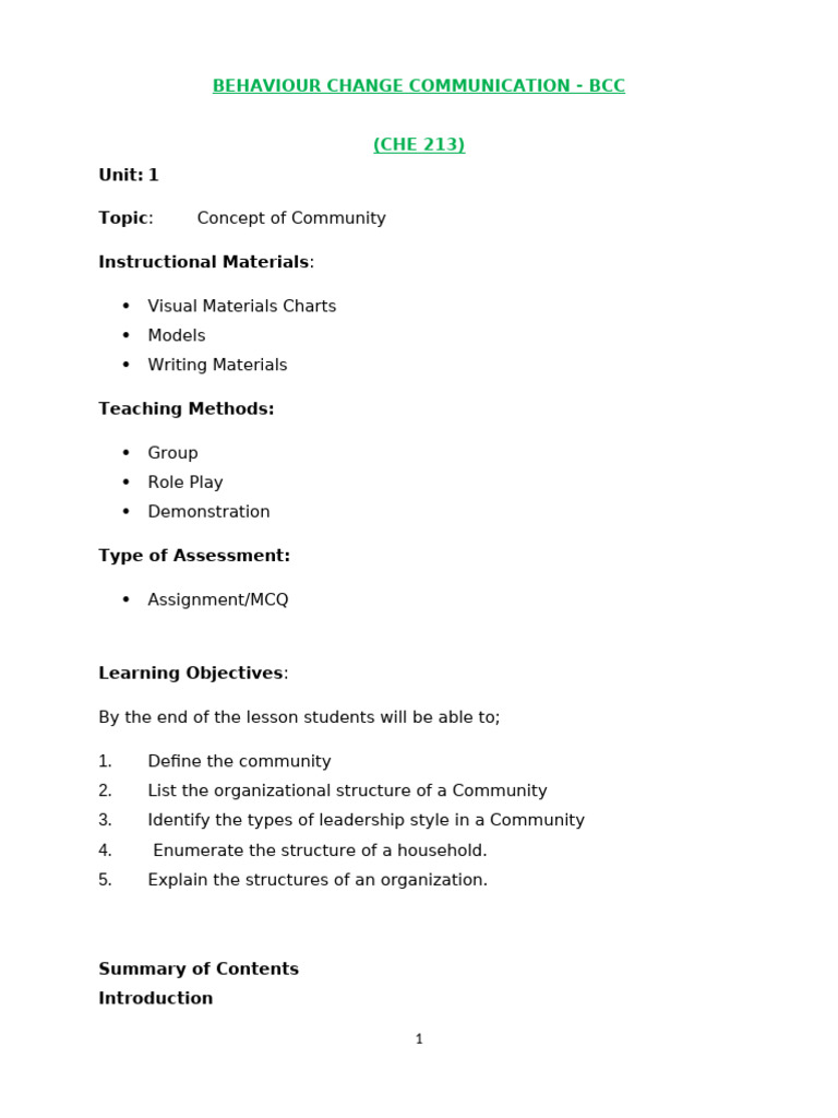 Behaviour Change Communication Overview | PDF | Communication | Learning