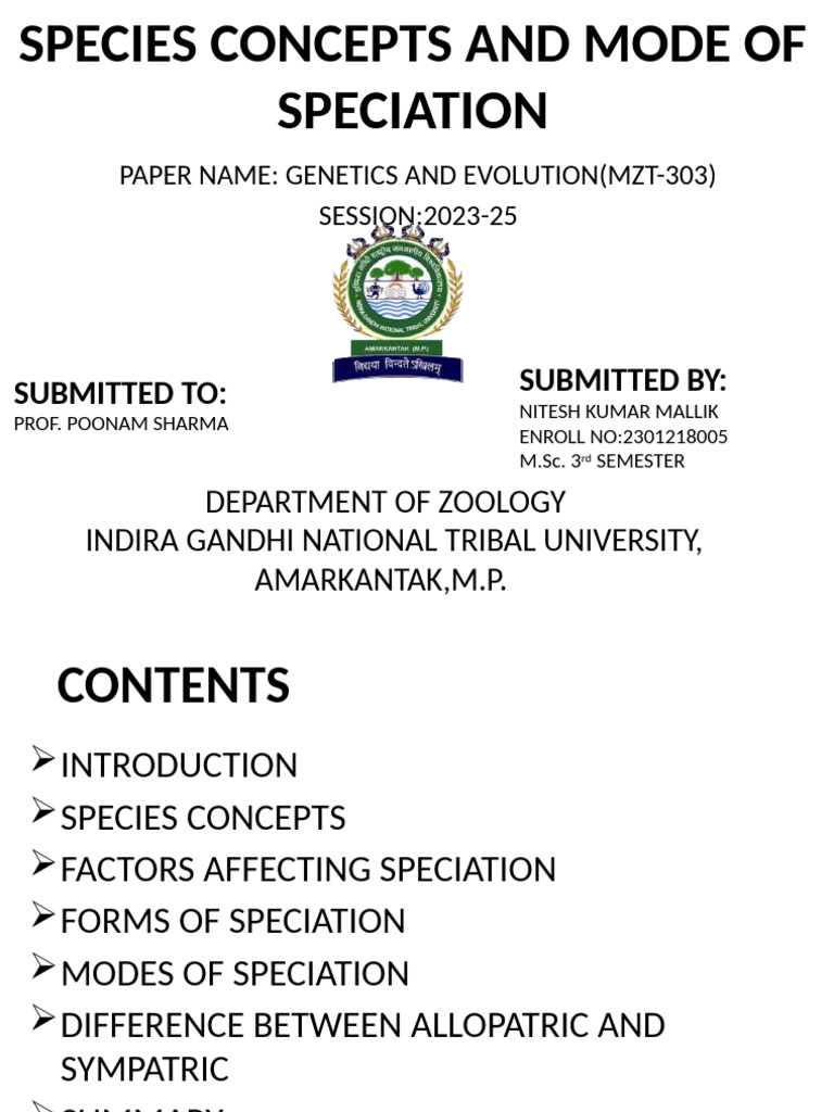 Species Concepts and Mode of Speciation - Nitesh | PDF | Species ...