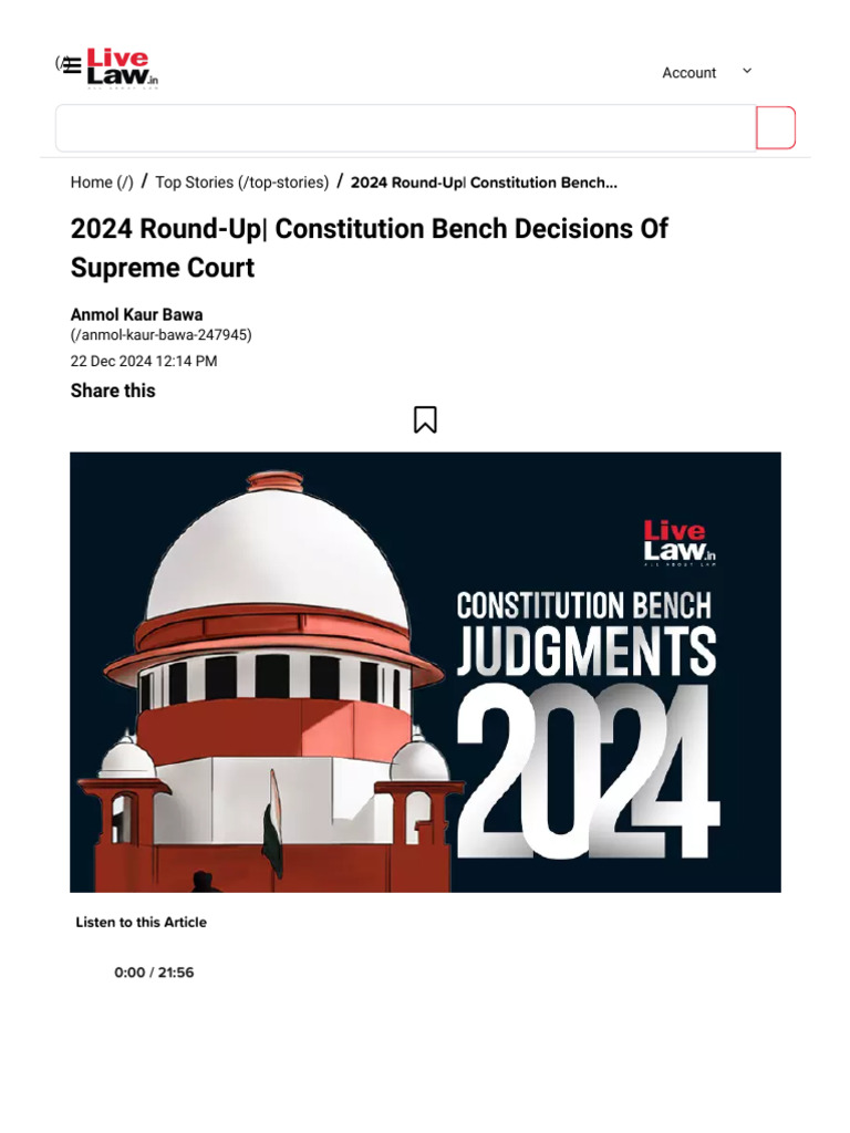 2024 Supreme Court Constitutional Bench Rulings | PDF | Government ...