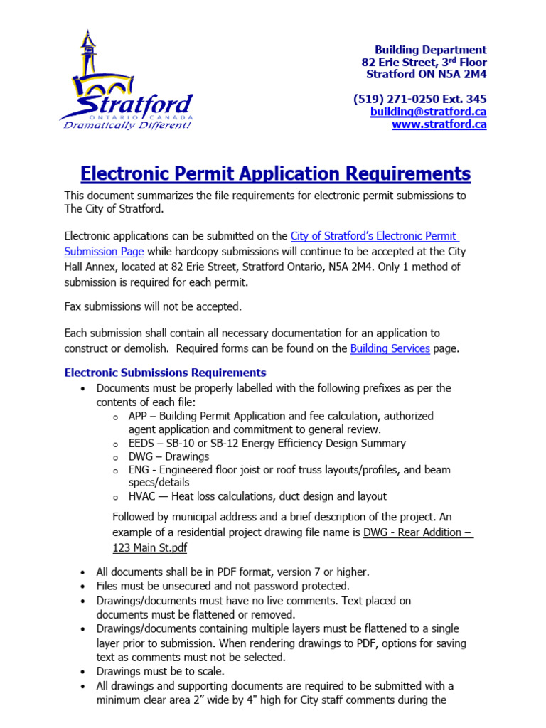 Stratford Electronic Permit Submission Guide | PDF