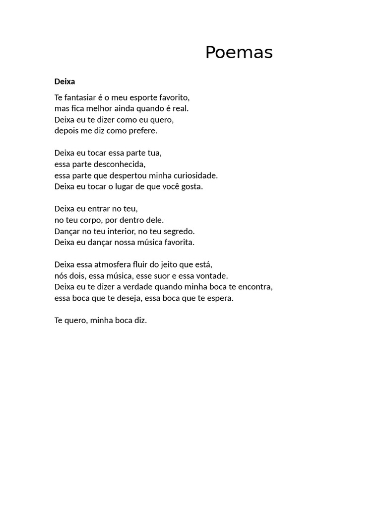 Poemas sobre amor e desejo intenso | PDF