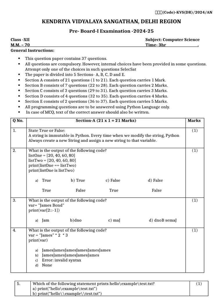 QP_CS_XII_Set2 | PDF | Parameter (Computer Programming) | Computer ...