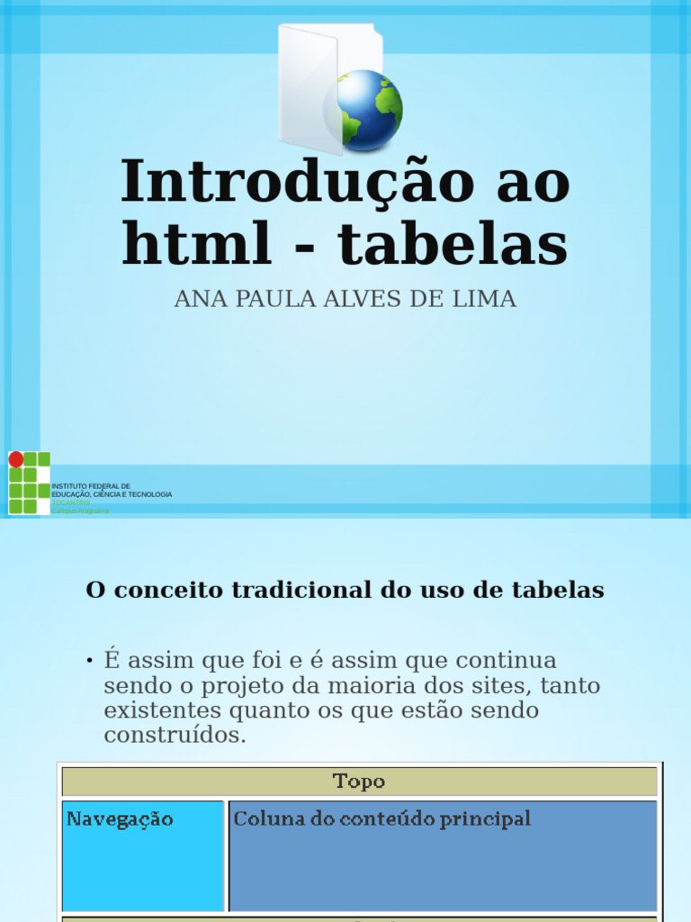 Introdução a Tabelas em HTML | PDF | Designer de Web | Html