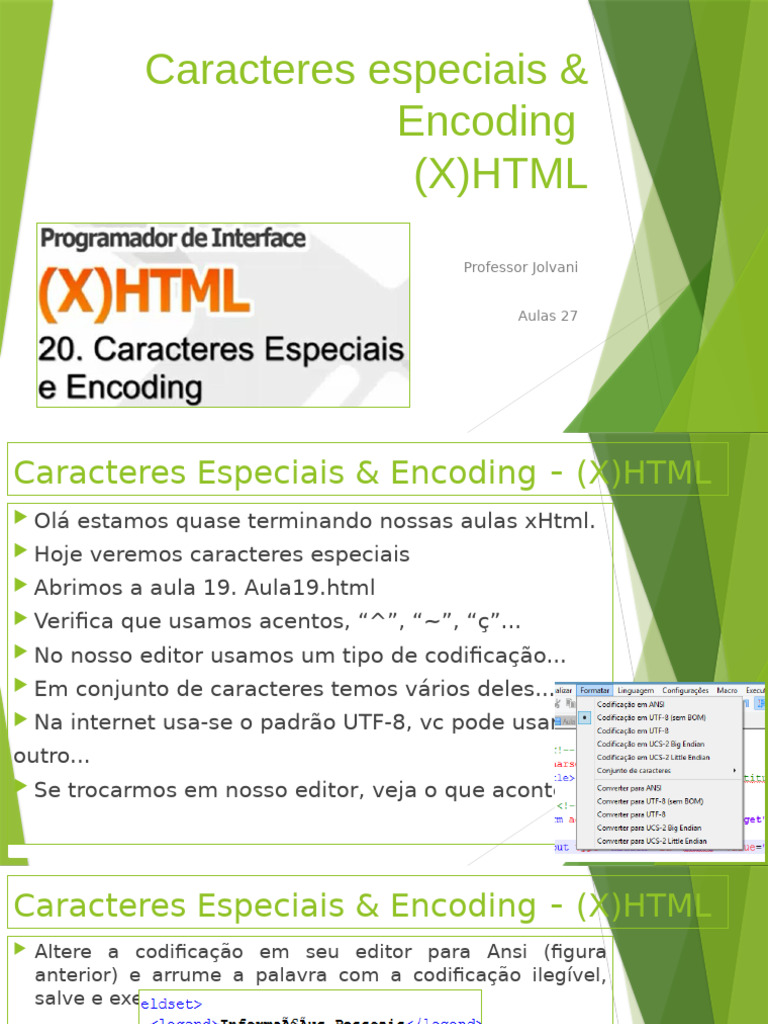 Caracteres Especiais e Encoding em XHTML | PDF | Html | Informática