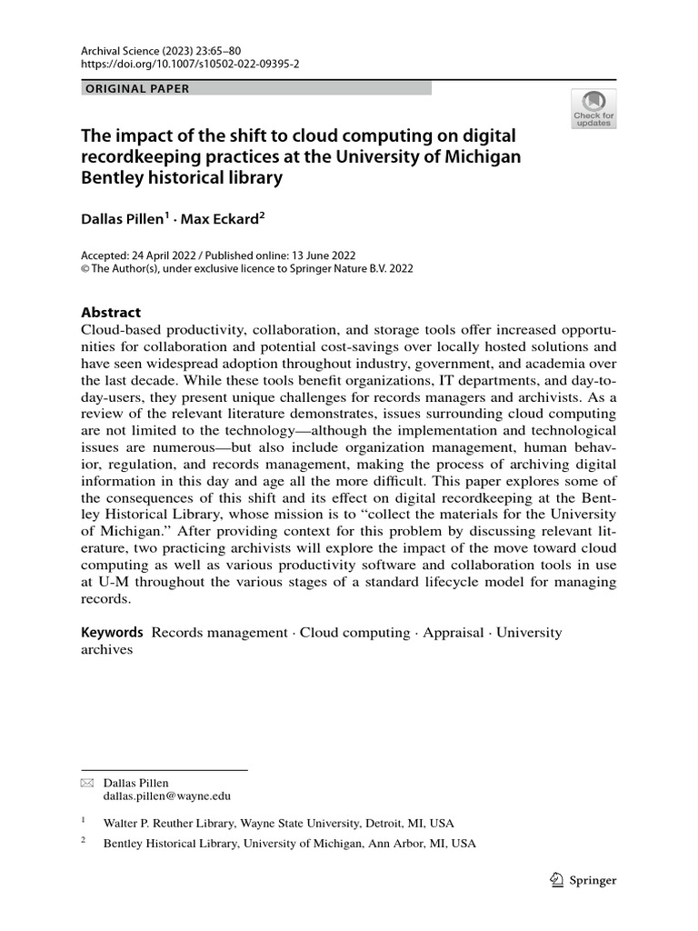 Cloud Computing's Impact on Recordkeeping | PDF | Cloud Computing ...