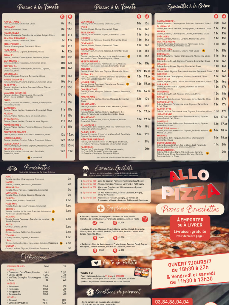 Carte des Pizzas All Pizza | PDF | Cuisine asiatique | Cuisine de l'ouest
