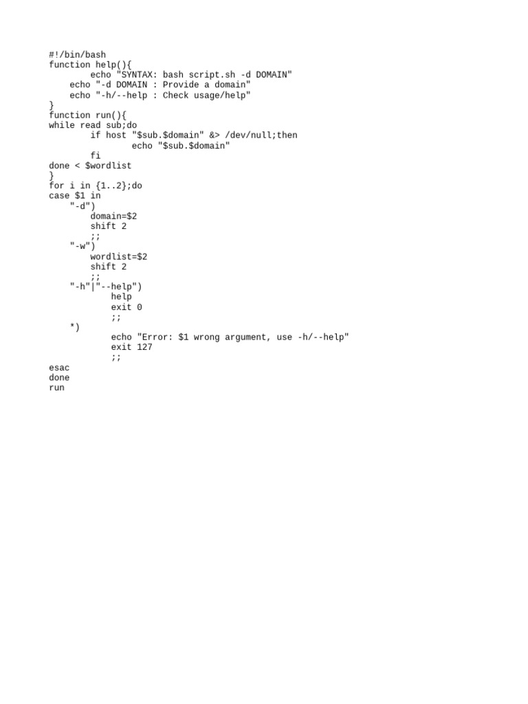 Bash Script for Domain Subdomain Lookup | PDF