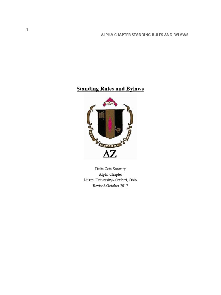 Delta Zeta Alpha Chapter Bylaws | PDF | Fraternities And Sororities ...