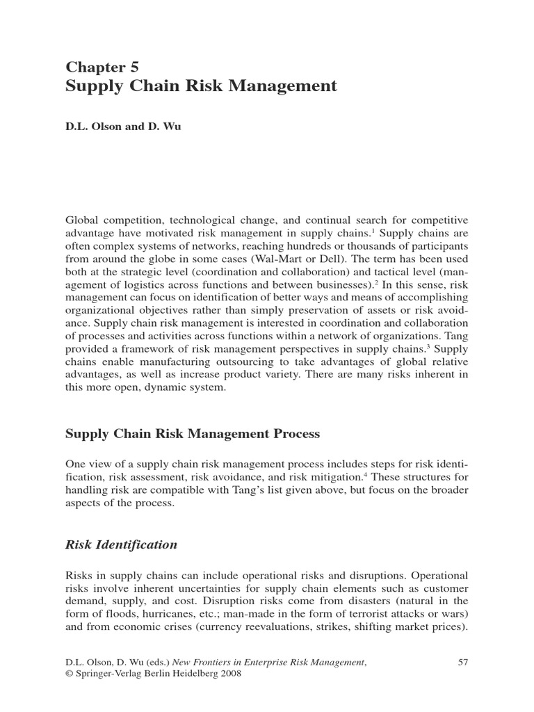 Supply Chain Risk Management Insights | PDF | Risk | Supply Chain
