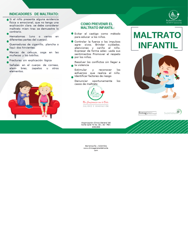Tríptico sobre Maltrato Infantil | PDF | Abuso infantil | Causas de la ...