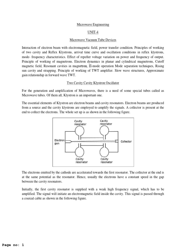 Notes Microwave Engineering Unit 4 | PDF | Vacuum Tube | Amplifier