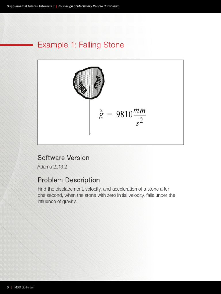 Falling Stone Simulation in Adams | PDF | Classical Mechanics | Mechanics