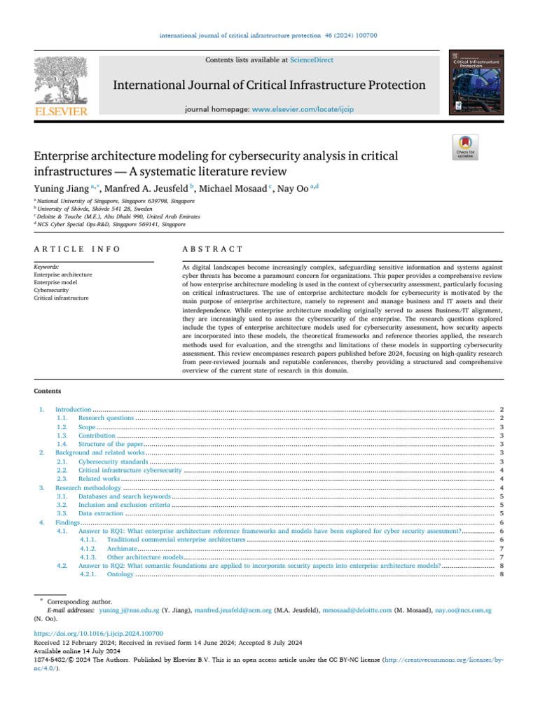 Enterprise Architecture Modeling For Cybersecurity Analysis in Critical ...