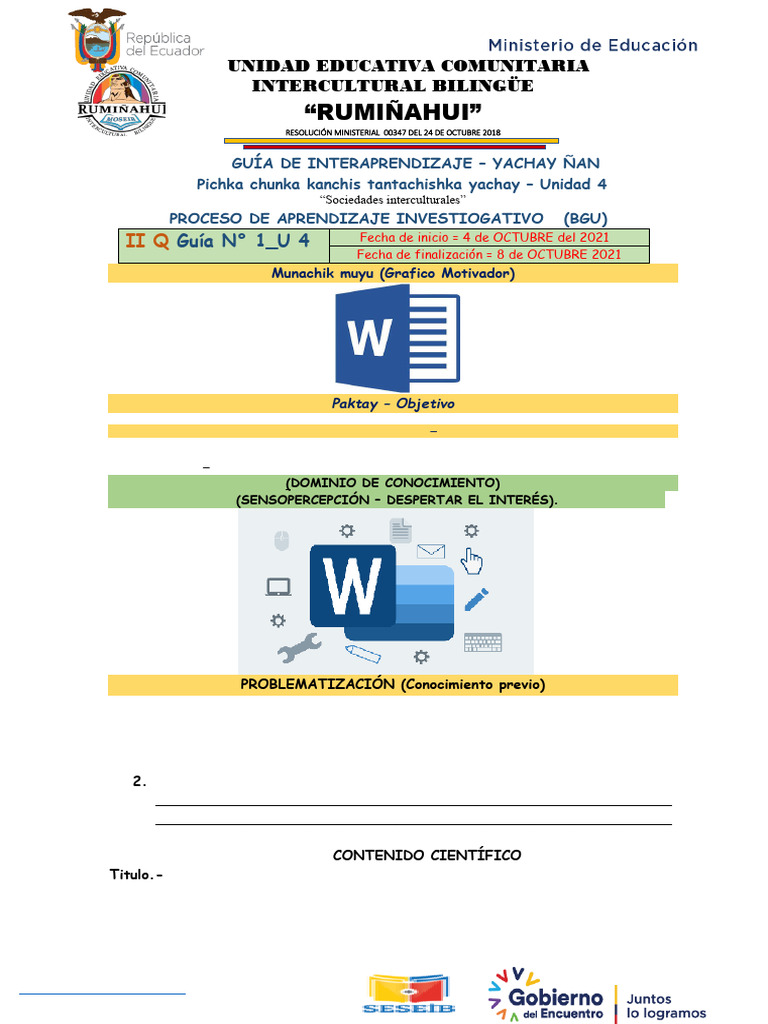 Guía de Aprendizaje en Word BGU | PDF | Informática | Ingeniería