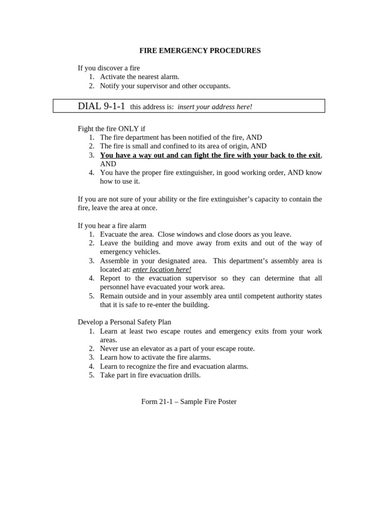Fire Emergency Procedures Guide | PDF