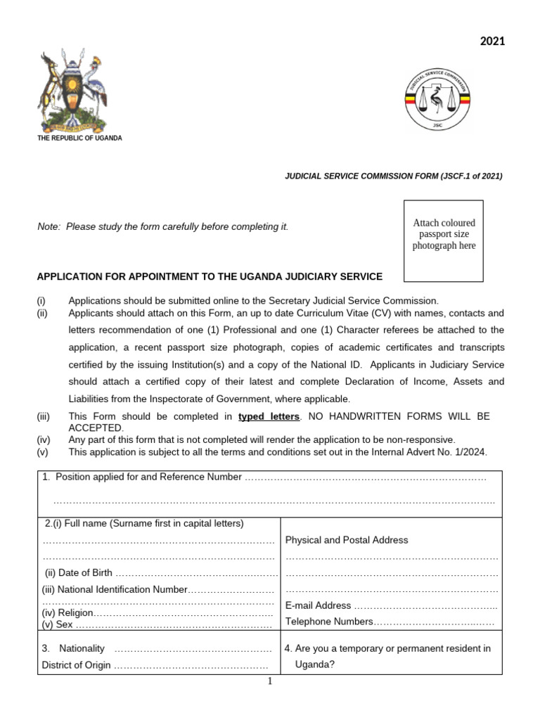 JSC Application Form No 1 of 2021 April 2024 | PDF | Public Law ...
